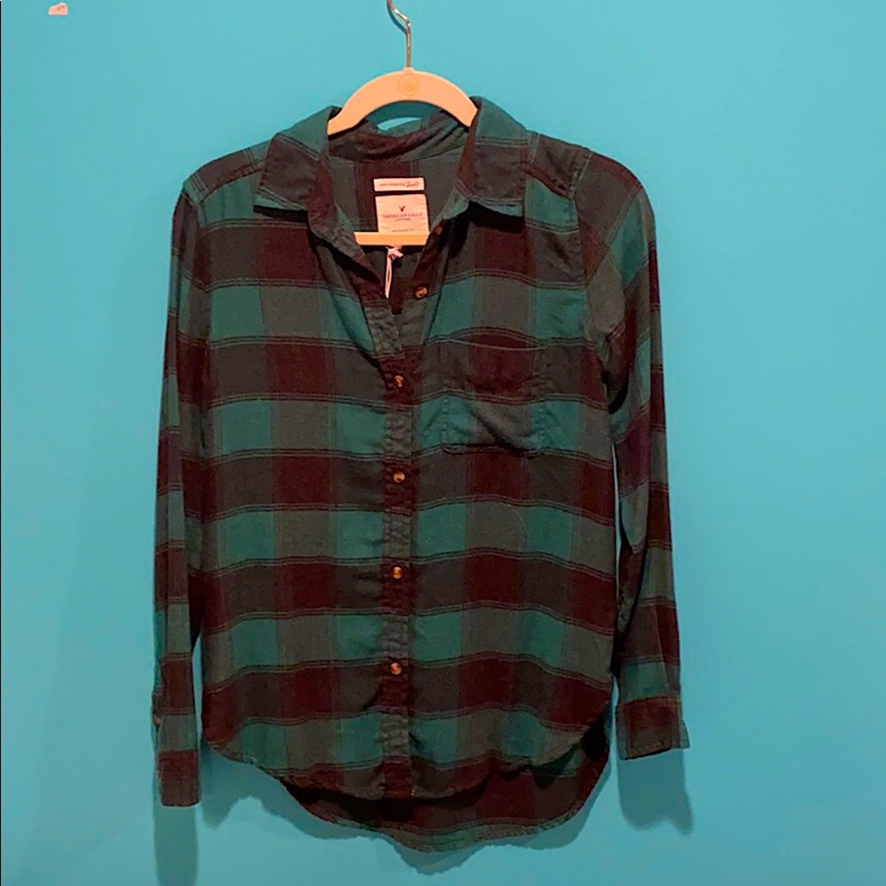 Green and Black American Eagle Flannel